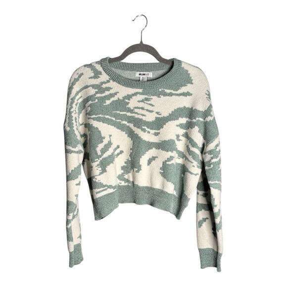 William Rast Green and White Cropped Crewneck Sweater Size Large - Picture 1 of 7